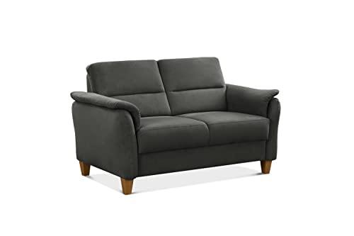 CAVADORE 2er-Sofa Palera mit Federkern / Kompakte Zweisitzer-Couch im Landhaus-Stil / passender Sessel und Hocker optional / 149 x 89 x 89 / Mikrofaser, Grau von CAVADORE
