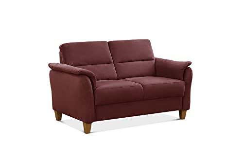 CAVADORE 2er-Sofa Palera mit Federkern / Kompakte Zweisitzer-Couch im Landhaus-Stil / passender Sessel und Hocker optional / 149 x 89 x 89 / Mikrofaser, Rot von CAVADORE