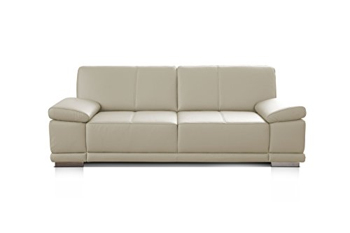 CAVADORE 3,5-Sitzer Ledersofa Corianne / Große Couch im Echtlederbezug und modernem Design / Mit verstellbaren Armlehnen / 248 x 80 x 99 / Echtleder weiß von CAVADORE