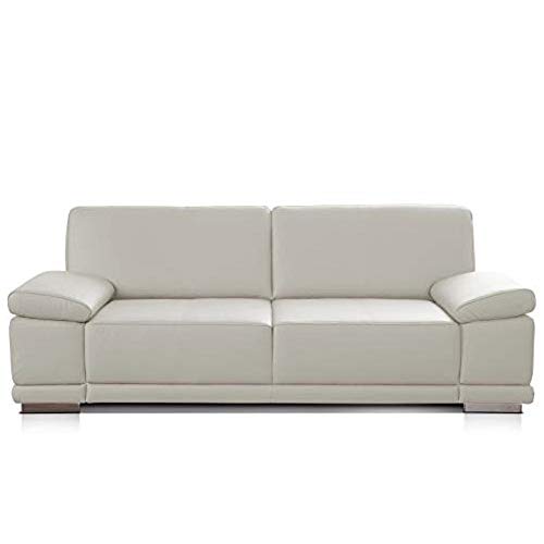 CAVADORE 3-Sitzer Sofa Corianne in Kunstleder / Ledersofa in hochwertigem Kunstleder und modernem Design /Mit Armteilverstellung / 217 x 80 x 99 / Kunstleder weiß von CAVADORE