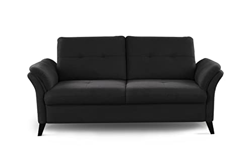 CAVADORE 3er Sofa Grönland / Skandinavische 3-Sitzer-Couch mit Federkern + Sitztiefenverstellung / 193 x 90 x 102 / Flachgewebe, Schwarz CAVADORE 3er Sofa Grönland / Skandinavische 3-Sitzer-Couch mit Federkern + Sitztiefenverstellung / 193 x 90 x 102 / Flachgewebe, Schwarz von CAVADORE