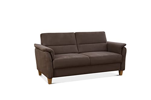 CAVADORE 3er-Sofa Palera mit Federkern / Kompakte Dreisitzer-Couch im Landhaus-Stil / passender Sessel und Hocker optional / 179 x 89 x 89 / Mikrofaser, Braun von CAVADORE