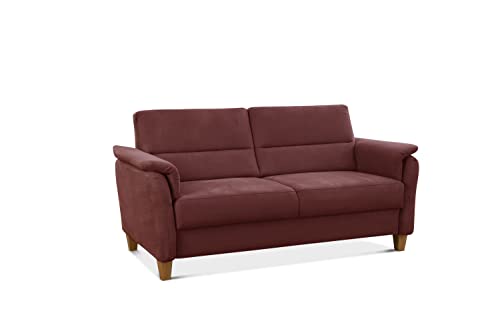 CAVADORE 3er-Sofa Palera mit Federkern / Kompakte Dreisitzer-Couch im Landhaus-Stil / passender Sessel und Hocker optional / 179 x 89 x 89 / Mikrofaser, Rot von CAVADORE