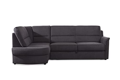 Cavadore Ecksofa Paris mit Federkern / Kleines L-Sofa mit Ottomane / 243 x 87 x 155 / Dunkelgrau von CAVADORE