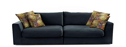 CAVADORE Big Sofa "Fiona"/ XXL-Couch mit tiefen Sitzflächen und weicher Polsterung / modernes Design / 274 x 90 x 112 / Samt blau von CAVADORE