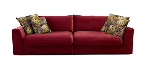 CAVADORE Big Sofa "Fiona"/ XXL-Couch mit tiefen Sitzflächen und weicher Polsterung / modernes Design / 274 x 90 x 112 / Samt rot von CAVADORE