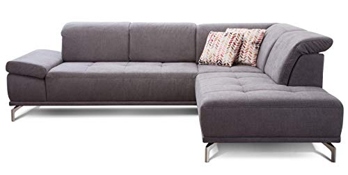 Cavadore Ecksofa Carly mit Federkern, L-Form Sofa mit Kopfteilfunktion und Sitztiefenfunktion im Design, 273 x 81 x 234, Webstoff grau Cavadore Ecksofa Carly mit Federkern, L-Form Sofa mit Kopfteilfunktion und Sitztiefenfunktion im Design, 273 x 81 x 234, Webstoff grau von CAVADORE