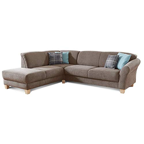 CAVADORE Ecksofa Gootlaand / Große Couch im Landhaus-Stil / Mit Federkern-Polsterung / 257 x 84 x 212 / Braun von CAVADORE