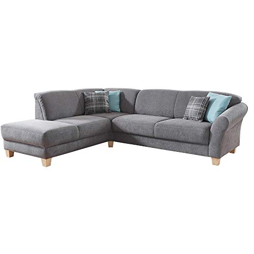 CAVADORE Ecksofa Gootlaand / Große Couch im Landhaus-Stil / Mit Federkern-Polsterung / 257 x 84 x 212 / Grau von CAVADORE