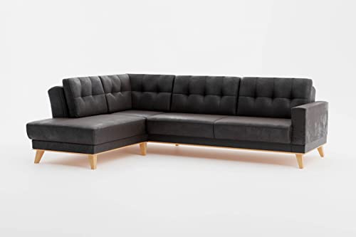 CAVADORE Ecksofa Lima mit Ottomane / Couch in L-Form in Wildlederoptik mit Wellenfederung, Holzrahmen + Steppung im Rücken / Mikrofaser, Dunkelgrau CAVADORE Ecksofa Lima mit Ottomane / Couch in L-Form in Wildlederoptik mit Wellenfederung, Holzrahmen + Steppung im Rücken / Mikrofaser, Dunkelgrau von CAVADORE