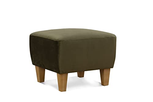 CAVADORE Hocker Ben / Moderner, vielseitiger Armlehnensessel / Passender Sessel separat erhältlich / 52 x 46 x 52 / Samtoptik, Grün von CAVADORE