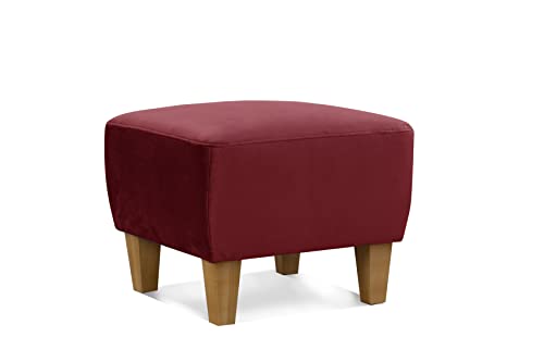 CAVADORE Hocker Ben / Moderner, vielseitiger Armlehnensessel / Passender Sessel separat erhältlich / 52 x 46 x 52 / Samtoptik, Rot von CAVADORE