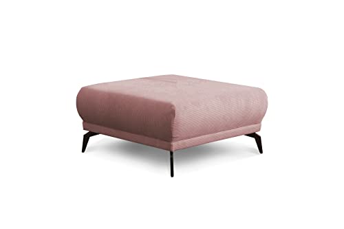 CAVADORE Hocker Cooper / Polsterhocker mit schwarzen Metallfüßen und feinem Cord-Bezug, als Beistellhocker oder Sitzhocker / 89 x 43 x 89 / Cord, Rosa von CAVADORE