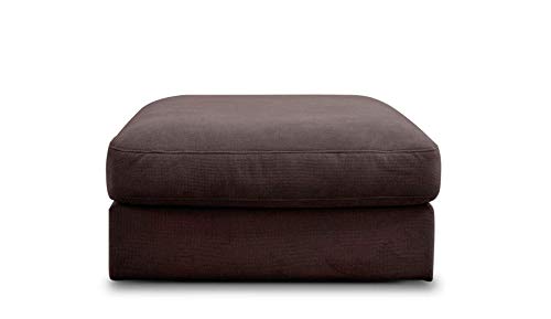 CAVADORE Hocker "Fiona"/ XXL-Fußbank, Polsterbank im modernen Design / 97 x 48 x 97 / Webstoff dunkelbraun von CAVADORE