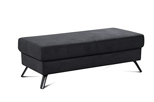 CAVADORE Hocker Ole / Moderne XXL-Hockerbank mit gepolstertem Sitz / leichte Fleckentfernung dank Soft Clean / 135 x 48 x 65 / Schwarz von CAVADORE