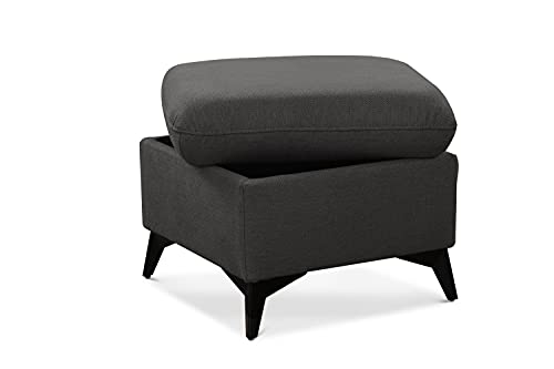 CAVADORE Hocker Lotta / Skandinavischer Stauraumhocker als Beistellhocker / leichte Fleckentfernung dank Soft Clean / 58 x 47 x 58 / Anthrazit von CAVADORE