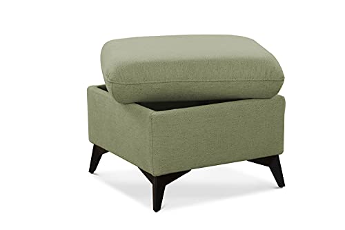 CAVADORE Hocker Lotta / Skandinavischer Stauraumhocker als Beistellhocker / leichte Fleckentfernung dank Soft Clean / 58 x 47 x 58 / Grün von CAVADORE