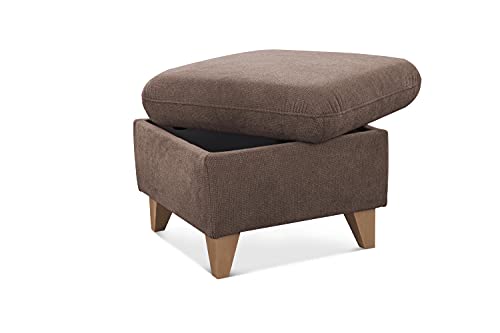 CAVADORE Hocker Lotta / Skandinavischer Stauraumhocker als Beistellhocker oder Fußhocker / 58 x 47 x 58 / Webstoff Paris Taupe Quadratisch von CAVADORE