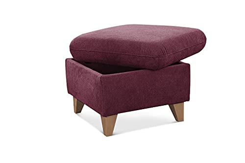 CAVADORE Hocker Lotta / Skandinavischer Stauraumhocker als Beistellhocker oder Fußhocker / 58 x 47 x 58 / Webstoff, Rot, Paris Chianti, Quadratisch von CAVADORE