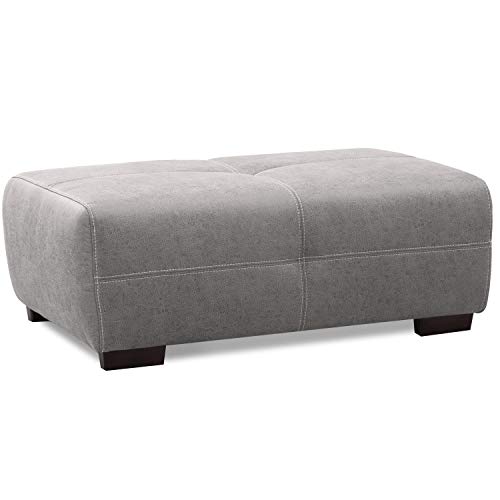 CAVADORE Hocker Mavericco / XXL-Fußbank, Sitzhocker, Polsterbank in Lederoptik / Modernes Design / Passend zu Big Sofa und Ecksofa Mavericco / 108 x 71 x 41 / Grau von CAVADORE
