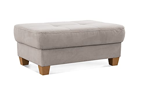 CAVADORE Hocker Puccino mit Holzfüßen im Landhausstil / Beistellhocker für Sofa Puccino / 99 x 45 x 65 cm / Mikrofaser Braun von CAVADORE