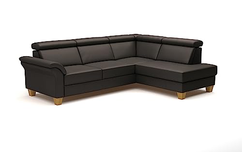 CAVADORE Leder-Ecksofa Ammerland mit Ottomane / Landhaus-Sofa mit Federkern + Kopfteilverstellung / 245 x 84 x 194 / Leder Dunkelbraun CAVADORE Leder-Ecksofa Ammerland mit Ottomane / Landhaus-Sofa mit Federkern + Kopfteilverstellung / 245 x 84 x 194 / Leder Dunkelbraun von CAVADORE