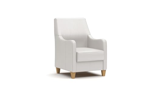 CAVADORE Leder-Sessel Palera / Landhaus-Sessel mit Federkern + massiven Holzfüßen / 70 x 93 x 75 / Leder Weiß von CAVADORE