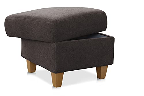 CAVADORE Polsterhocker Palera / Beistellhocker mit Stauraum, ideal als Fußhocker oder Sitzgelegenheit / 58 x 48 x 58 / Chenille, Braun von CAVADORE