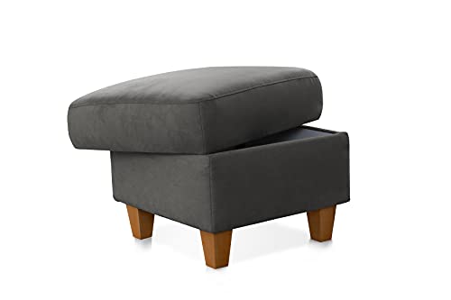 CAVADORE Polsterhocker Palera / Beistellhocker mit Stauraum, ideal als Fußhocker oder Sitzgelegenheit / 58 x 48 x 58 / Mikrofaser, Grau von CAVADORE