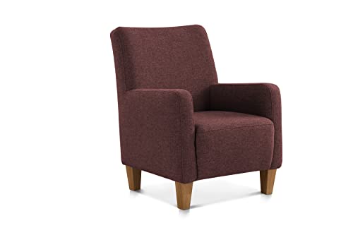 CAVADORE Sessel Ben mit Federkern / Moderner, vielseitiger Armlehnensessel / Passender Hocker separat erhältlich / 74 x 93 x 81 / Mehrfarbiger Strukturstoff, Rot von CAVADORE