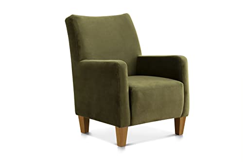 CAVADORE Sessel Ben mit Federkern / Moderner, vielseitiger Armlehnensessel / Passender Hocker separat erhältlich / 74 x 93 x 81 / Samtoptik, Grün von CAVADORE