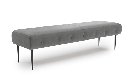 CAVADORE Sitzbank Amba, Trendige Polsterbank 3-sitzig für Küche, Esszimmer oder Wohnküche / Küchenbank passend zum 3-Sitzer Amba / 159 x 52 x 54 / Flachgewebe: Dunkelgrau CAVADORE Sitzbank Amba, Trendige Polsterbank 3-sitzig für Küche, Esszimmer oder Wohnküche / Küchenbank passend zum 3-Sitzer Amba / 159 x 52 x 54 / Flachgewebe: Dunkelgrau von CAVADORE