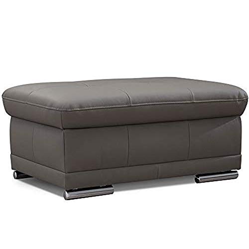 CAVADORE Sitzhocker Aniamo / Gepolsterster Hocker aus Leder, ideal als Fußbank / 100 x 43 x 67 / Echtleder, Grau von CAVADORE