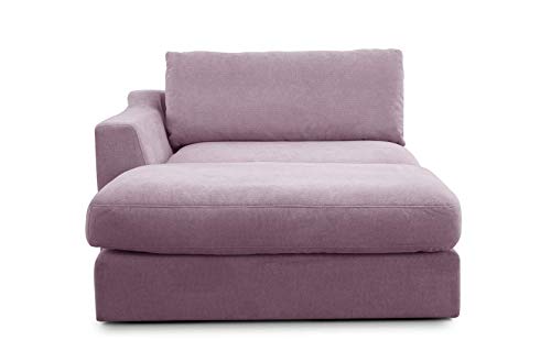 CAVADORE Sofa-Modul "Fiona" Longchair mit Armteil links / XXL-Recamiere passend zur Couchgarnitur Fiona / 139 x 90 x 199 / Webstoff flieder-lila von CAVADORE