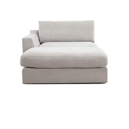 CAVADORE Sofa-Modul "Fiona" Longchair mit Armteil links / XXL-Recamiere passend zur Couchgarnitur Fiona / 139 x 90 x 199 / Webstoff beige von CAVADORE