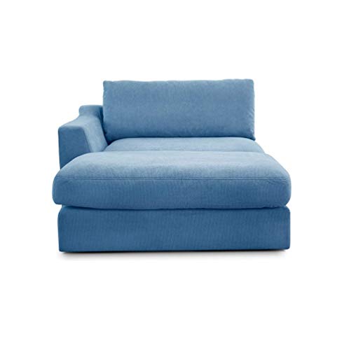 CAVADORE Sofa-Modul "Fiona" Longchair mit Armteil links / XXL-Recamiere passend zur Couchgarnitur Fiona / 139 x 90 x 199 /Webstoff hellblau von CAVADORE