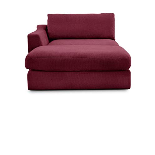 CAVADORE Sofa-Modul "Fiona" Longchair mit Armteil links / XXL-Recamiere passend zur Couchgarnitur Fiona / 139 x 90 x 199 /Webstoff rot von CAVADORE