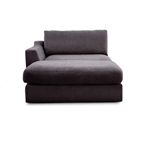 CAVADORE Sofa-Modul "Fiona" Longchair mit Armteil links / XXL-Recamiere passend zur Couchgarnitur Fiona /139 x 90 x 199/Webstoff grau von CAVADORE