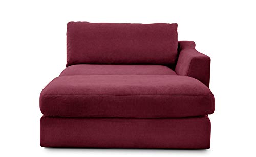 CAVADORE Sofa-Modul "Fiona" Longchair mit Armteil rechts / XXL-Recamiere passend zur Couchgarnitur Fiona / 139 x 90 x 199 /Webstoff burgunder-rot von CAVADORE