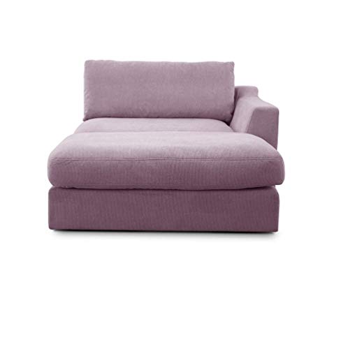 CAVADORE Sofa-Modul "Fiona" Longchair mit Armteil rechts / XXL-Recamiere passend zur Couchgarnitur Fiona / 139 x 90 x 199 /Webstoff flieder-lila von CAVADORE