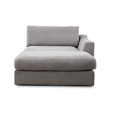 CAVADORE Sofa-Modul "Fiona" Longchair mit Armteil rechts / XXL-Recamiere passend zur Couchgarnitur Fiona / 139 x 90 x 199 /Webstoff hellgrau von CAVADORE
