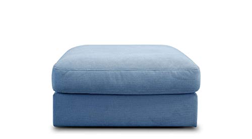 CAVADORE Sofa-Modul "Fiona" Sitzelement ohne Rücken / XXL-Hocker / 94 x 48 x 112 / Webstoff hellblau von CAVADORE