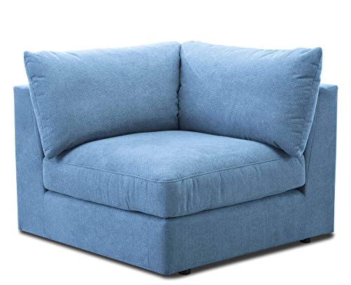 CAVADORE Sofa-Modul "Fiona" Spitzecke / Ecke für Wohnlandschaft oder XXL-Sessel / 107 x 90 x 107 / Webstoff hellblau von CAVADORE
