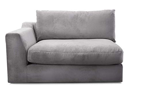 CAVADORE Sofa-Modul "Fiona"mit Armteil links / individuell kombinierbar als Ecksofa, Big Sofa oder Wohnlandschaft / 138 x 90 x 112 / Webstoff silbergrau von CAVADORE