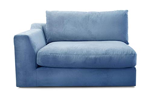 CAVADORE Sofa-Modul "Fiona"mit Armteil links / individuell kombinierbar als Ecksofa, Big Sofa oder Wohnlandschaft / 138 x 90 x 112 / Webstoff hellblau von CAVADORE