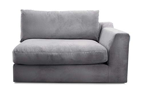 CAVADORE Sofa-Modul "Fiona"mit Armteil rechts / individuell kombinierbar als Ecksofa, Big Sofa oder Wohnlandschaft / 138 x 90 x 112 / Webstoff silbergrau von CAVADORE