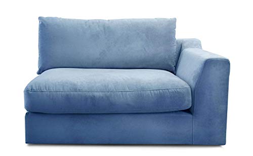 CAVADORE Sofa-Modul "Fiona"mit Armteil rechts / individuell kombinierbar als Ecksofa, Big Sofa oder Wohnlandschaft / 138 x 90 x 112 / Webstoff hellblau von CAVADORE