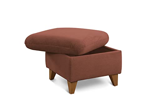 CAVADORE Stauraum-Hocker Trend / Skandinavischer Hocker mit eichefarbenen Holzfüßen / 249 x 86 x 162 / Cord, Kupfer von CAVADORE