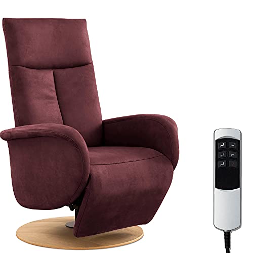 CAVADORE TV-Sessel Juba / Fernsehsessel mit elektrisch verstellbarer Relaxfunktion / 2 E-Motoren / 75 x 112 x 82 / Lederoptik, Weinrot von CAVADORE