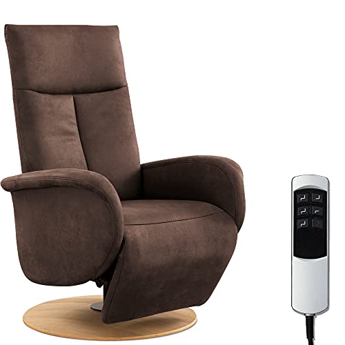 CAVADORE TV-Sessel Juba mit Akku / Fernsehsessel mit elektrisch verstellbarer Relaxfunktion / 2 E-Motoren / 75 x 112 x 82 / Lederoptik, Dunkelbraun von CAVADORE